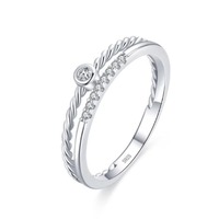 Vente en gros de bijoux fins en argent sterling 925, bague d'éternité élégante en zircon rond, luxe exquis