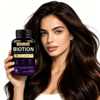 Capsules de biotine, collagène et kératine personnalisées OEM 25000 MCG pour la santé des cheveux, de la peau, des ongles et du système immunitaire chez l'adulte – Complément de collagène