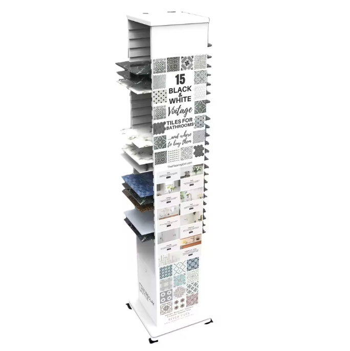 Apache Metal Showroom Floor Standing Slab Rock Carpet Granite Quartz Marble Ceramic Stone Tile Display Rack Stand — view 2