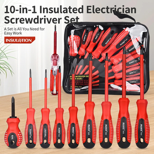 Juego de destornilladores aislados RUIKE 10 en 1 con probador de voltaje para herramientas de mantenimiento del hogar, estuche blando de almacenamiento - Product Image 1