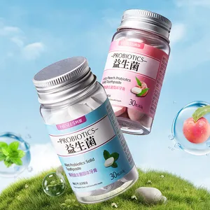 New Arrival Orthodontic Period Using Refresh Breath Teeth Cleaning 2 In 1 Mouthwash Peach Mint Probiotics Solid Toothpaste