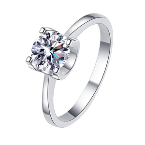 MOQ 1 Anello <span class=keywords><strong>Solitario</strong></span> Classico in <span class=keywords><strong>Argento</strong></span> Sterling S925 Placcato Oro 18K con Moissanite VVs1, a Quattro Griffe, Nickel-Free, Certificato da Terze Parti - Product Image 1