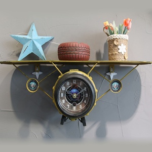Retro Old <strong>Small</strong> Size Aircraft Modeling American Style Iron <strong>Wall</strong> <strong>Clock</strong> - Product Image 2