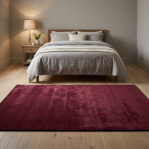 Alfombra Moderna Rectangular Color Granate Sólido, Abstracta, de Lana y Acrílico, Gruesa, Antideslizante, de Látex Ecológico, para Sala de Estar - Product Image 2