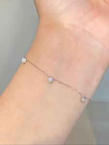 Xinfly Famous Brand Custom Trendy 18k Pure Gold Round Permanent Amour 0.35CT Natural Diamond Station <b>Bracelets</b> Bezel Set Charm - Product Image 3