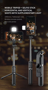 Support de téléphone portable <span class=keywords><strong>Q02s</strong></span>, mini perche à <span class=keywords><strong>selfie</strong></span> extensible avec lumière d'appoint intégrée - Product Image 2