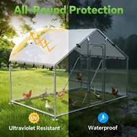 Enclos à poules en fer 10x5x6.4ft pour extérieur, enclos accessible avec fermeture à boucles, surface galvanisée, durable, imperméable, couverture résistante aux UV