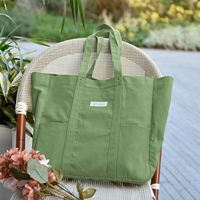 Große Canvas-Tragetasche für Damen Allzwecktasche mit Taschen und Laptopfach Individuelles Logo Wiederverwendbare Schultertasche
