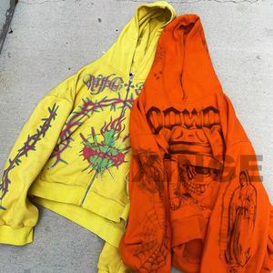 Sudadera con Capucha Personalizada con Logotipo Estampado, de Alta Calidad, de Algodón Grueso, con Cierre de Cremallera, Lavado Ácido, para Hombre - Product Image 1