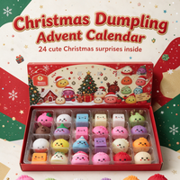 Vente en gros Calendrier de l'Avent de Noël Boîte mystère 24 jours Jouet anti-stress TPR Squishy en forme de boulette à presser Ensemble cadeau surprise de Noël pour enfants