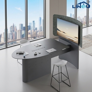 Bureau <span class=keywords><strong>de</strong></span> <span class=keywords><strong>conférence</strong></span> moderne <span class=keywords><strong>de</strong></span> haute qualité avec pieds en acier inoxydable et plateau peint, idéal pour atelier et salle <span class=keywords><strong>de</strong></span> réunion - Product Image 4