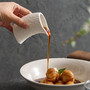 Petit pichet à lait en céramique avec poignée et bec verseur pour café concentré, cuisine occidentale, type cylindre décoratif pour lait et sucre - Product Image 2