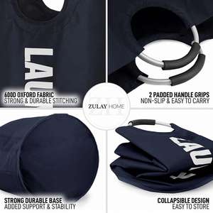 Panier à linge pliable portable en tissu Oxford durable, sac pliable élégant pour le rangement des vêtements sales - Product Image 4