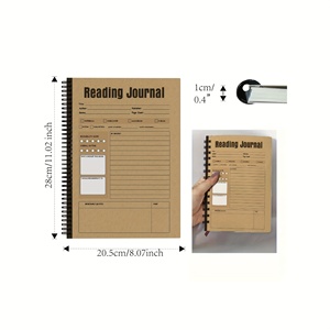 Journal de lecture A5 à reliure spirale marron 100 <span class=keywords><strong>pages</strong></span> vierges style relié avec couverture en papier pour un suivi quotidien critiques réfléchies - Product Image 5