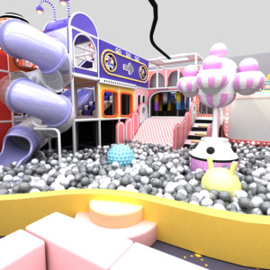 Parque Infantil Interior para Niños con Tobogán y Piscina de Pelotas, Estructura de Juego de Rol de Material PP para Niños - Product Image 1