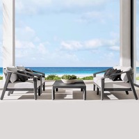 Ensemble de canapés de jardin en teck de luxe avec patio extérieur