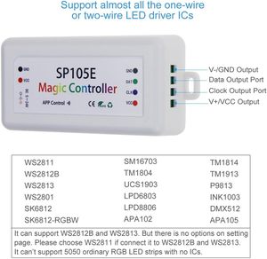 Lampu <span class=keywords><strong>LED</strong></span> SP105E nirkabel Bluetooth Magic Dream Color lampu <span class=keywords><strong>LED</strong></span> <span class=keywords><strong>Controller</strong></span> DC5V ~ 24V lampu modul piksel <span class=keywords><strong>Strip</strong></span> <span class=keywords><strong>LED</strong></span> yang dapat diprogram - Product Image 2