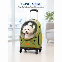 Sac à dos de transport pour animaux de compagnie avec roulettes, fenêtre transparente, respirant, sac de voyage à roulettes pour chats et petits chiens
