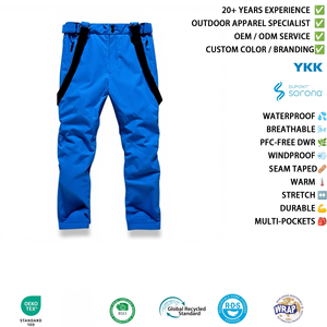 <span class=keywords><strong>Pantalones</strong></span> <span class=keywords><strong>de</strong></span> Esquí para Hombre, Impermeables, Cortavientos, Transpirables, Estampados, Aislantes, Cálidos, para Invierno, <span class=keywords><strong>con</strong></span> <span class=keywords><strong>Tirantes</strong></span> y Cremallera - Product Image 1