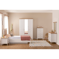 Ensemble de lit de style moderne ensemble complet de chambre à coucher 7 pièces commode armoire commode table de chevet lit Queen couleur blanche panneau de particules
