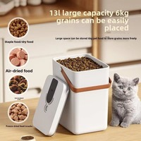 Conteneur hermétique pour aliments pour animaux de compagnie 13L, en PP de qualité alimentaire, pour petits animaux, chiens, chats, bac de stockage de croquettes rectangulaire, batterie 2000mAh, 30 jours d'autonomie, avec pelle