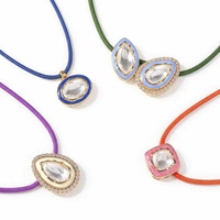 Nouveau Collier Européen et Américain Transfrontalier, Meilleure Vente, Personnalisé, avec Pendentif en Corde Colorée et Incrustations de Diamants, Motif Floral