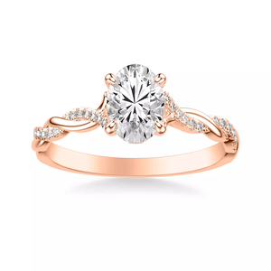 custom 14K <b>Rose</b> Gold Oval Lab Grown Diamond Engagement Ring Jewelry IGI certificate Twisted <b>Infinity</b> Shank Pave Side for women - Product Image 2
