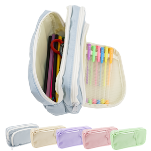 Creativo doppio lato cartoleria scuola viaggio speciale Macaron colore doppia tela porta porta porta porta porta penna borsa <span class=keywords><strong>astuccio</strong></span> - Product Image 6