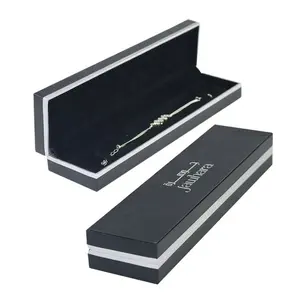 Factory Customized Gold And Silver Border Black Velvet Inlay Jewelry Display Packaging Gift Box