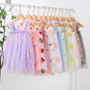 Vestidos de Tul sin Mangas con Bordado Floral de Margaritas para Niñas, Vestidos Casuales de Verano para Bebés - Product Image 1