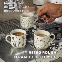 Mug en porcelaine de style rétro japonais, compatible lave-vaisselle et micro-ondes, 301-400 ml, simple et créatif, à parois droites, pour latte art et café