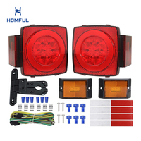 Kit d'éclairage de remorque HOMFUL résistant aux intempéries 135 mm avec anneau diffuseur, feux arrière, stop, frein et feux de position latéraux pour bateaux et utilisation utilitaire