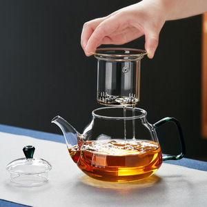 Tetera de vidrio transparente redonda con tapa con filtro para el juego de preparación de té Gongfu - Product Image 3