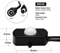 Interrupteur à capteur de mouvement et de luminosité miniature DC 12V/24V pour bande LED d'armoire ou d'escalier