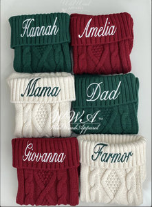 Achat en gros <span class=keywords><strong>de</strong></span> décorations <span class=keywords><strong>de</strong></span> Noël, chaussettes familiales personnalisées en laine tricotée <span class=keywords><strong>de</strong></span> style broderie pour la maison - Product Image 6