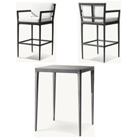 Tables hautes et tabourets de bar d'extérieur en aluminium pour soirées chic en cabane ou dans le jardin