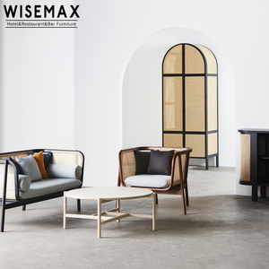 Wisemax pháp mây ghế gỗ cổ điển khung mía trở lại mềm đệm mây nhà hàng ăn uống ghế với tay vịn để bán - Product Image 3