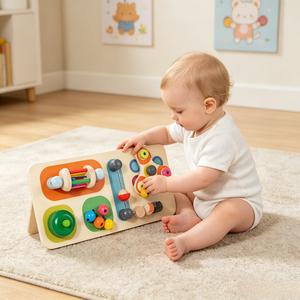 Jouet éducatif Montessori, planche sensorielle pour bébé, planche d'activités en bois pour nourrissons et tout-petits, jouet pour développer la motricité fine - Product Image 4