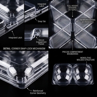 Boîte d'emballage alimentaire transparente pour mini-pâtisseries, gâteaux, kiwis, fruits, avec couvercle à boucle, 8 cavités, en PET écologique, 80x55mm, 240x180x50mm, haute transparence