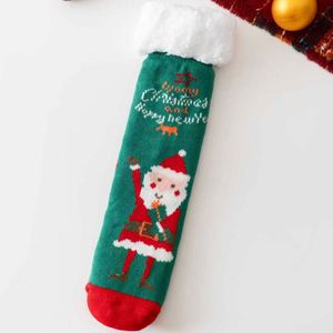 Chaussettes d'intérieur en jacquard de Noël, en polaire d'agneau épaisse, antidérapantes, motif Père Noël, renne, bonhomme de neige, pour l'hiver - Product Image 6