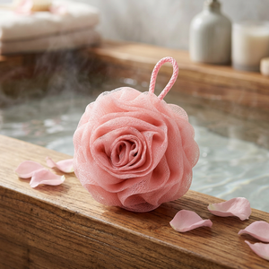 Éponge de bain élégante en forme de rose, en maille douce, pour une mousse riche, pour enfants et adultes - Product Image 6