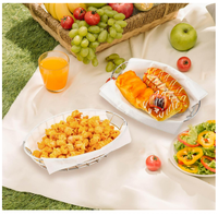 Paniers de rangement écologiques en fil métallique ovale flexible chromé pour l'utilisation de restaurant de restauration rapide-service de hot-dog aux fruits de pain sandwich