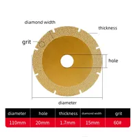 Disque de scie diamanté de qualité industrielle de 110 mm pour marbre, céramique, quartz, pierre, jade, carreaux de céramique pour meuleuse d'angle