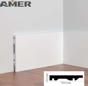 Battiscopa in Schiuma MDF Autoadesiva Bianca con Luce LED per Soffitto e Pavimento, Vendita all'Ingrosso dalla Fabbrica Amer - Product Image 6