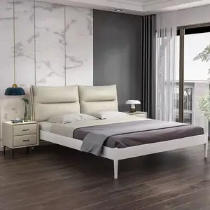 Tempat tidur kulit, Nordic modern dibungkus besi lembut 1.8m master kamar tidur 1.5m diperkuat tebal bingkai besi ganda