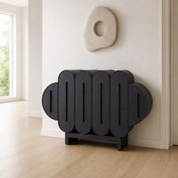 Buffet créatif ondulé en bois de frêne naturel, série Savannah, meuble de salle à manger rétro avec tiroirs intégrés, mobilier de maison