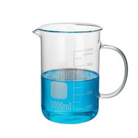 Bécher en verre RONGTAI 100 ml, Fiole, Grossiste chinois 1101-2, Bécher en verre à forme basse 500 ml avec poignée, bec verseur et graduation blanche