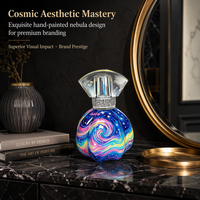 Flacon pulvérisateur de parfum en verre mat personnalisable à motif tourbillon arc-en-ciel avec sérigraphie, flacons rechargeables