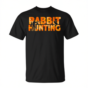 Camiseta Promocional de Caza de Conejos con Camuflaje Naranja Hare Hunter - Product Image 2