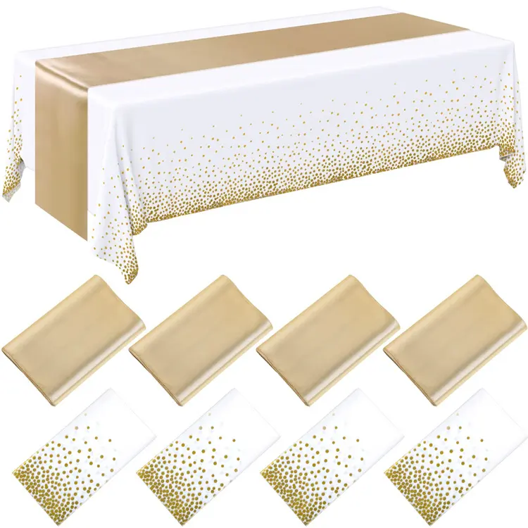 Fábrica Toalhas De Mesa De Casamento Set Cetim Mesa Runner Toalhas De Mesa De Plástico Descartável Retângulo Panos De Mesa para Festa De Aniversário